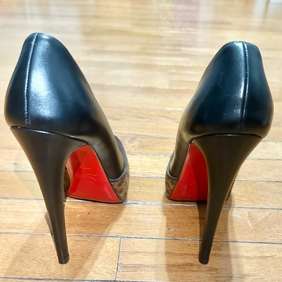 Christian Louboutin Black Leather Pony Hair GoldToe Maggie Pumps size 37 US6 1/2 - Picture 7 of 10